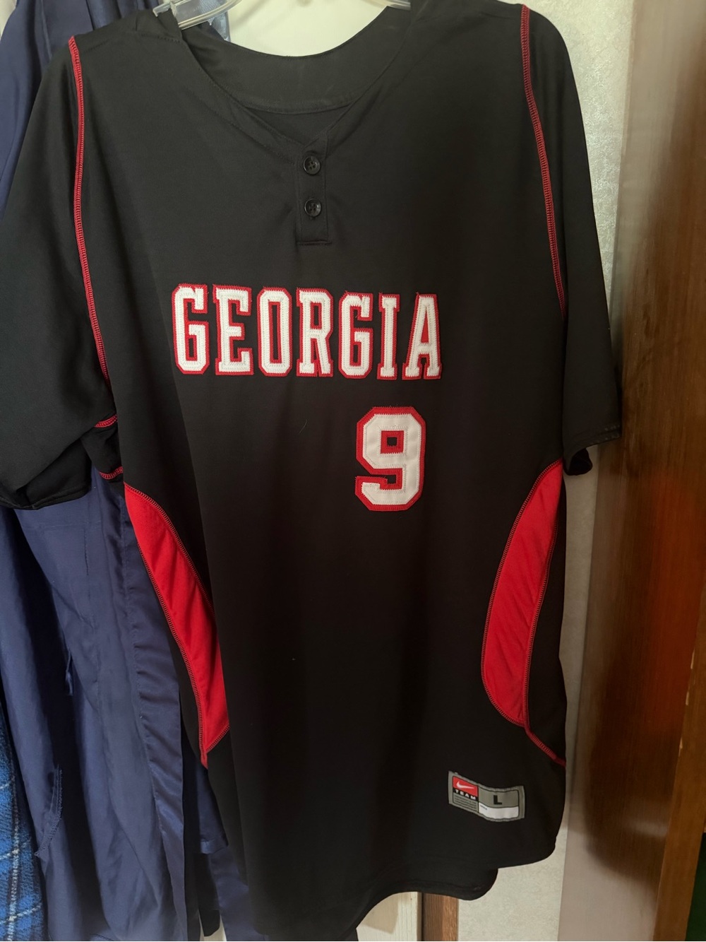 Georgia Black & Red Baseball Jersey #9
